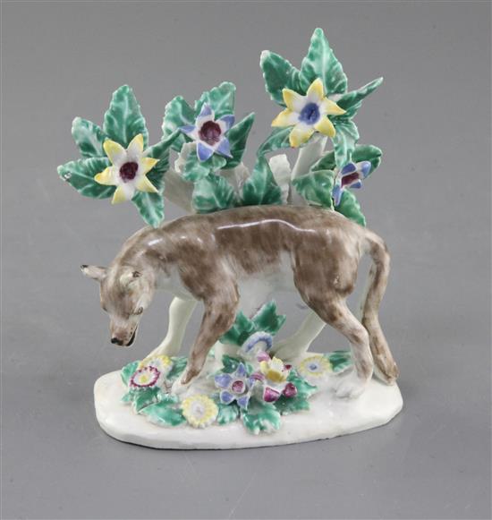 A Bow figure of a wolf, c.1760, h. 10.5cm
